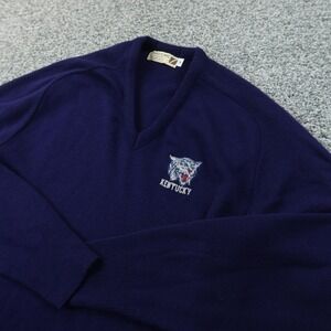 VTG Kentucky Wildcats Sweater Mens M Blue NCAA Basketball V Neck Sweater USA 90s